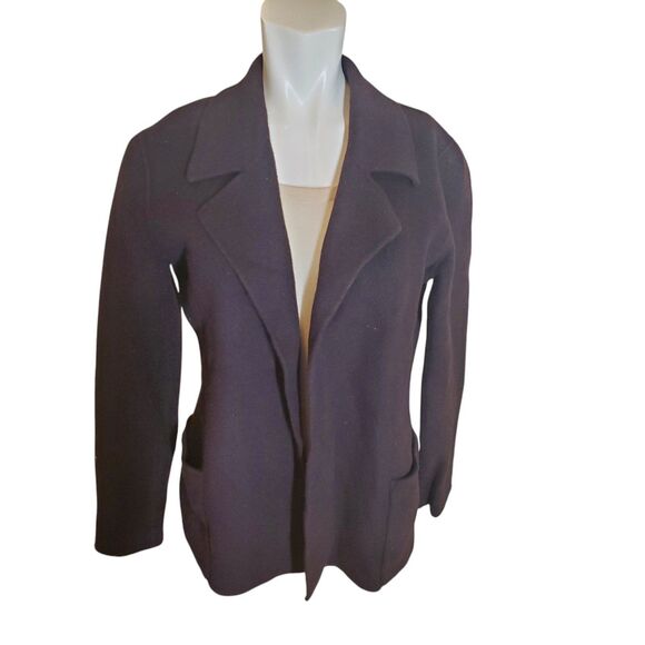 Anne Klein Vintage Deep Purple Wool Shacket Sweater Jacket Sz M/L - Picture 1 of 5